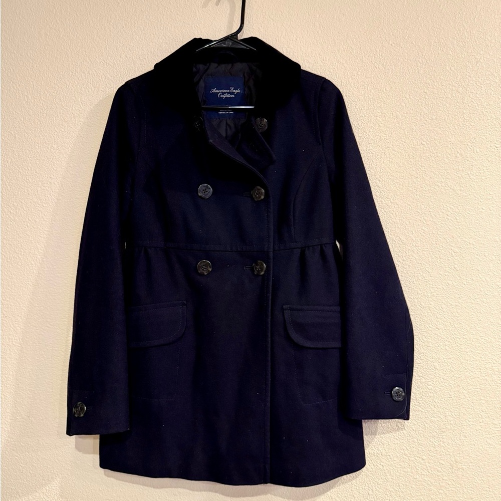 American Eagle Outfitters Dark Blue Pea Coat